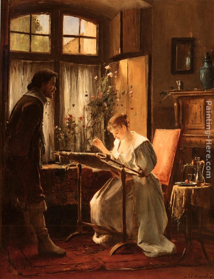 Mihaly Munkacsy Lady Seated At Her Needlework